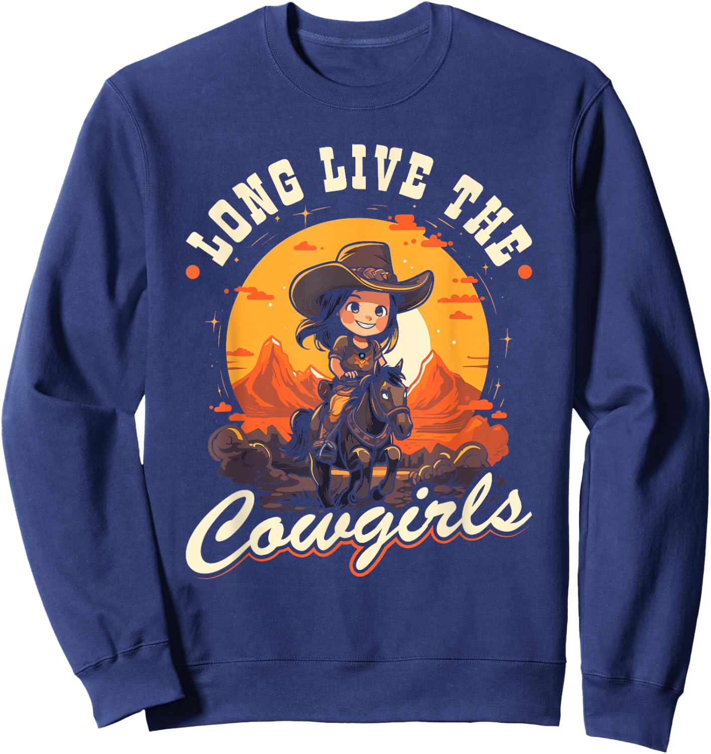Long Live The Cowgirls, Country Rodeo Girl Toddler Cowgirl Sweatshirt - Sweatshirt | Navy