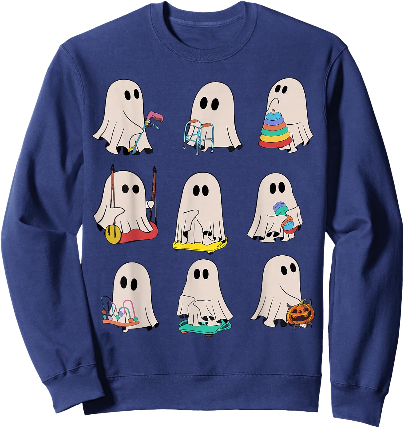 Occupational Therapy Halloween OT Ghost Boo Speech Therapy Sweatshirt - Sweatshirt | Navy