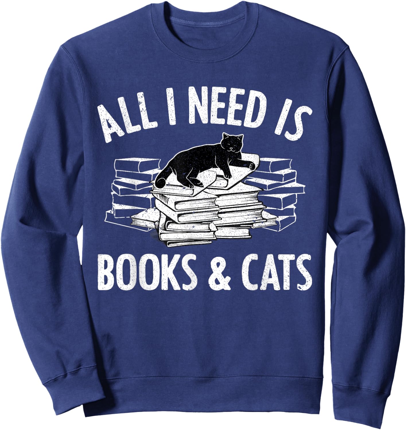 Cat Book Women Novel Book Lovers Reading Librarian Sweatshirt - Sweatshirt | Navy