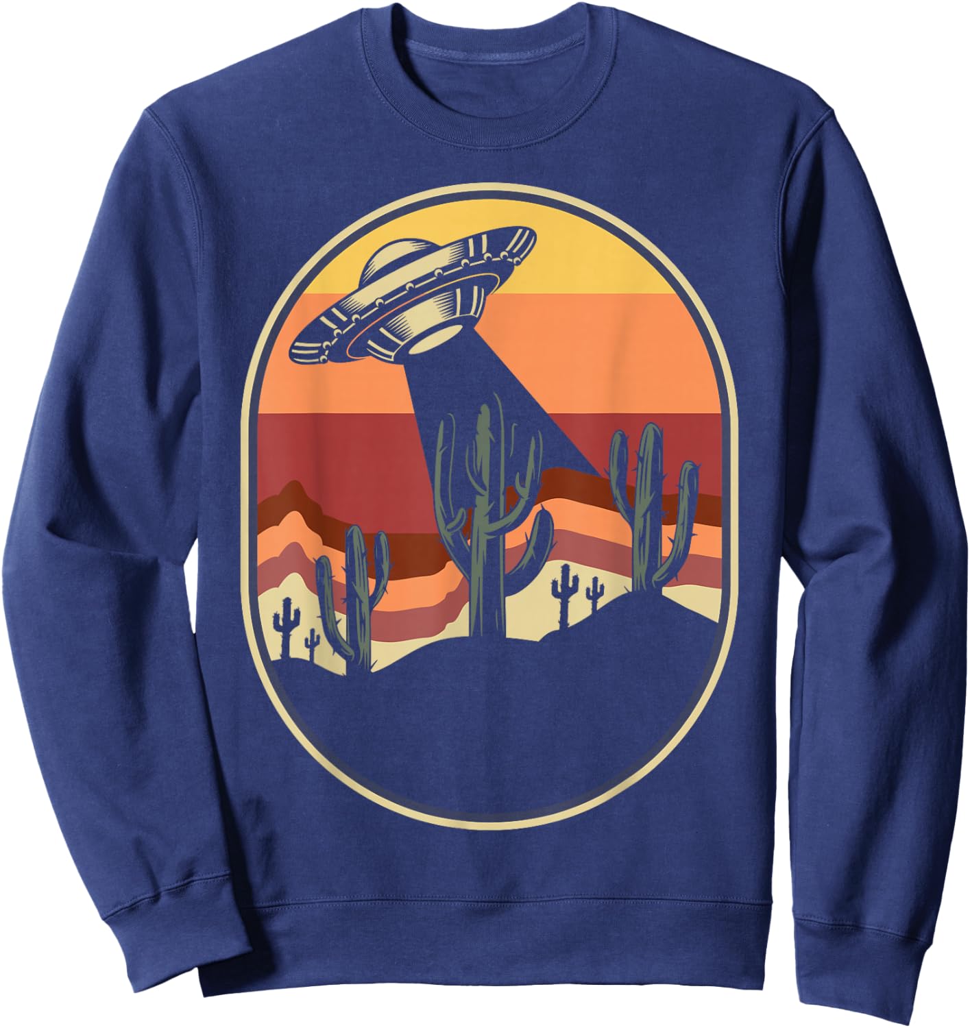 Ufo Alien Sunset Vintage Retro Sweatshirt - Sweatshirt | Navy