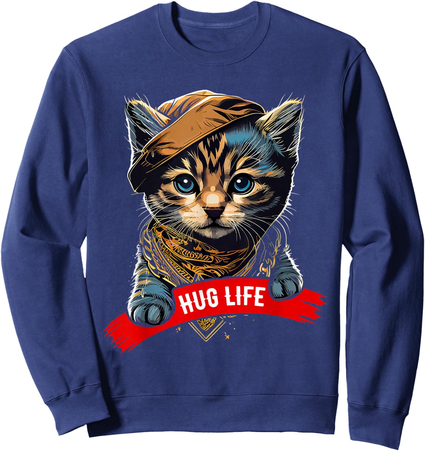 Hug Life Shirt Cat for Animal Shelters Cute Feline Sweatshirt - Sweatshirt | Navy