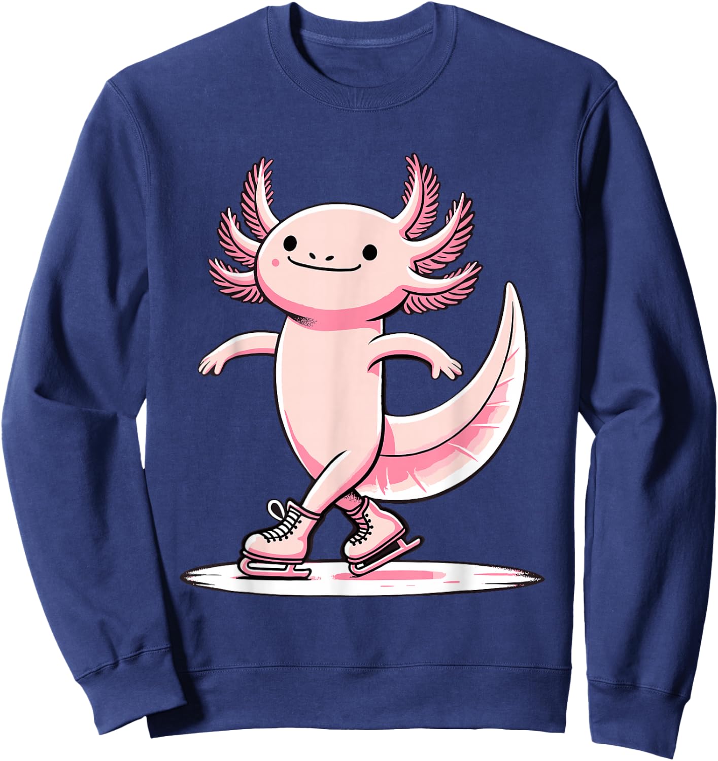 Cute Axolotl Ice Skating Skater Figure Skating For Girls Sweatshirt - Sweatshirt | Navy