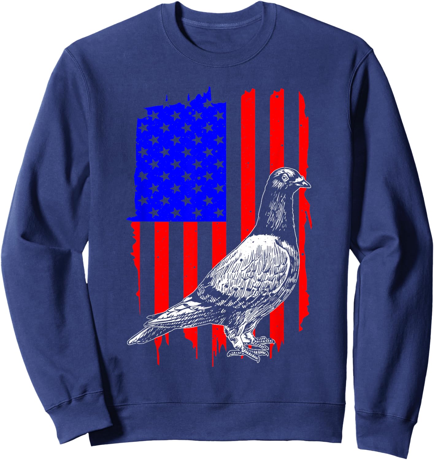 Cool Pigeon Design Men Women Patriotic US Flag Pigeon Lovers Sweatshirt - Sweatshirt | Navy