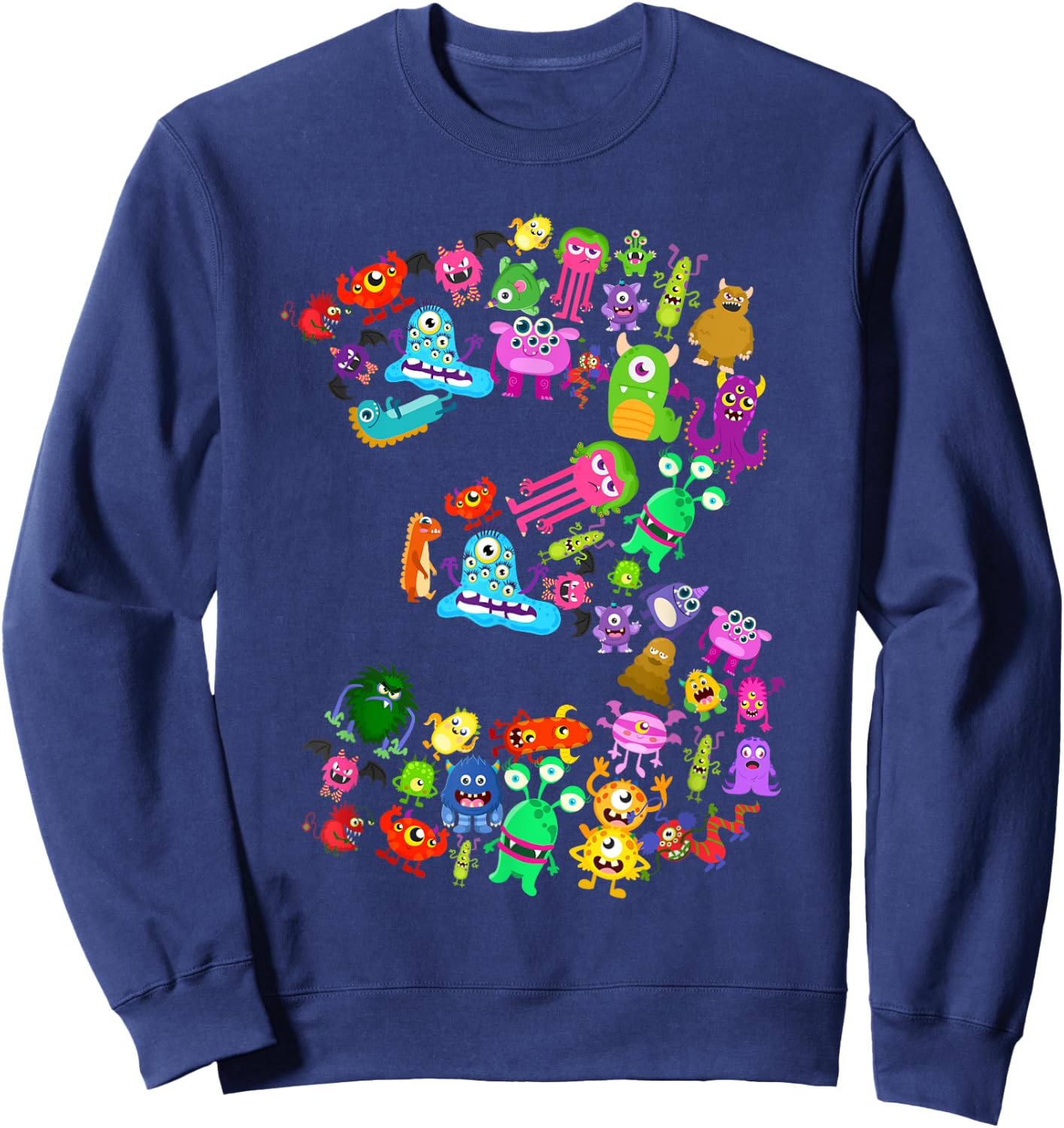 3rd Birthday Party Monster Themed Number 3 Little Monster Sweatshirt - Sweatshirt | Navy