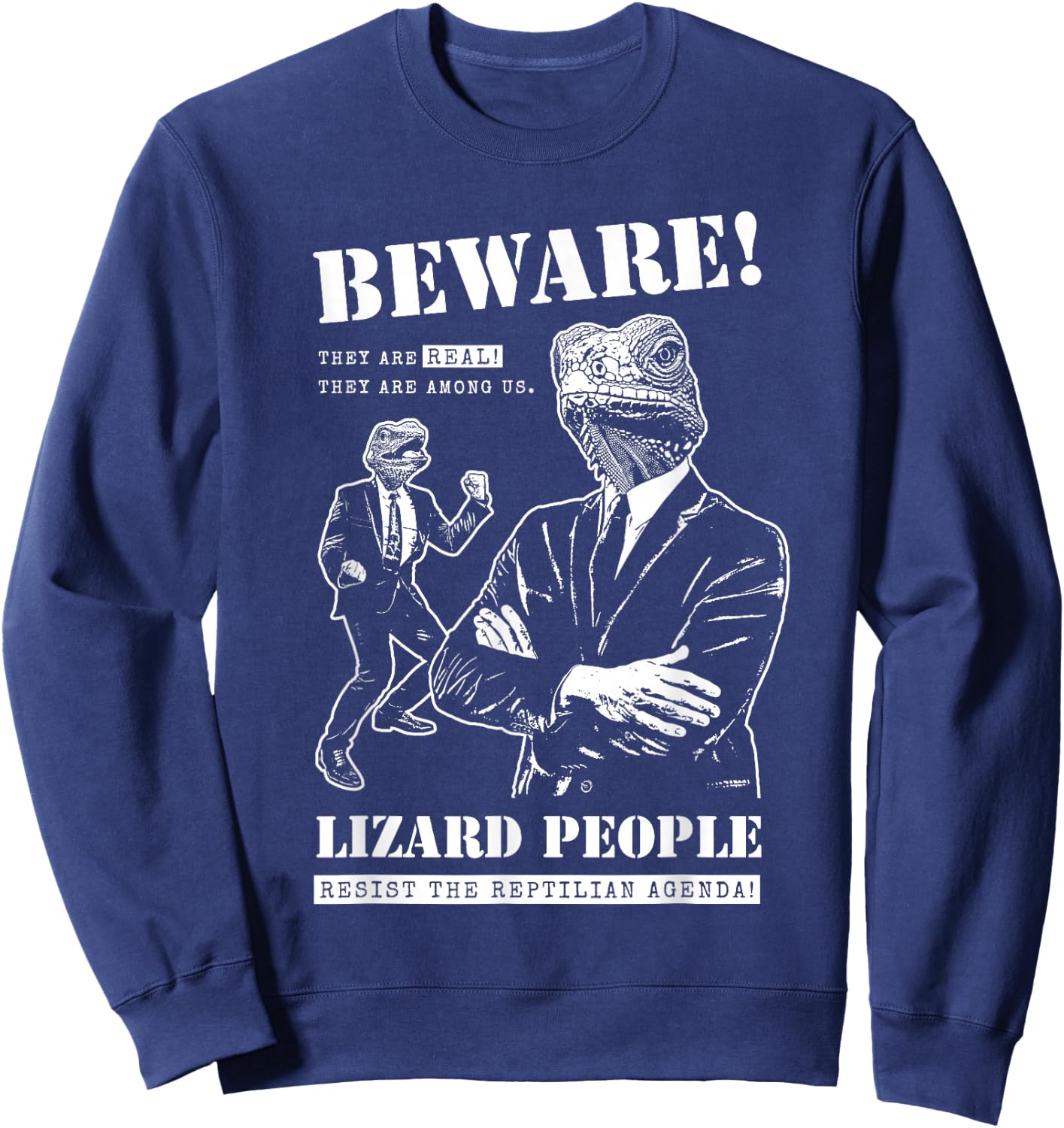 UFO Nerds Lizard People - Women, Sci-Fi & Fantasy Enthusiasts - Black - Small - Short Sleeve Sweatshirt - Sweatshirt | Navy