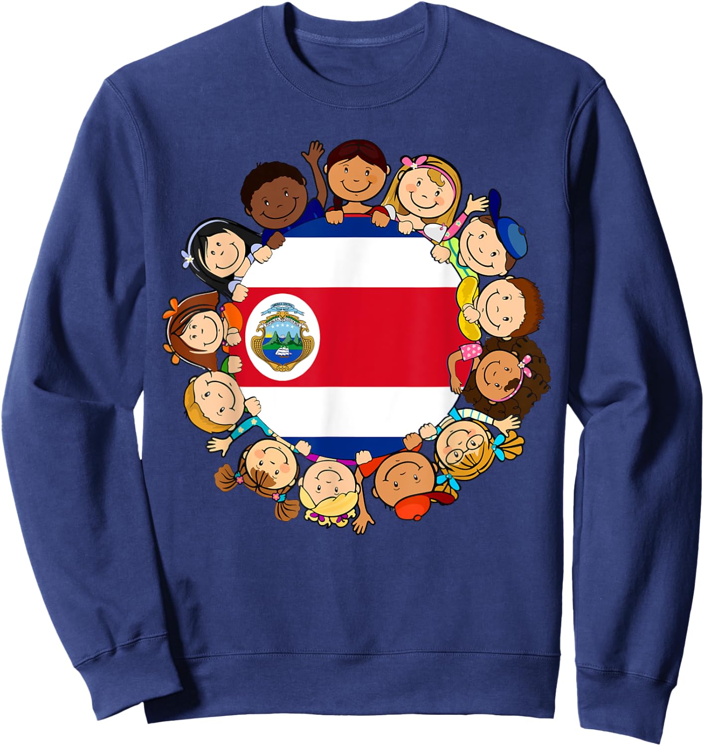 Costa Rica Flag Rican Kids Hispanic Heritage Month Boy Girl Sweatshirt - Sweatshirt | Navy