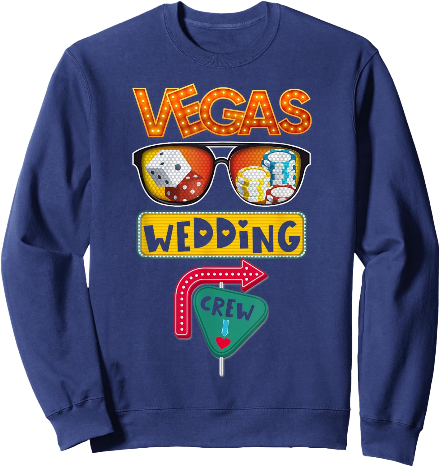 Vegas Wedding Party Married in Vegas Wedding Crew Casino Sweatshirt - Sweatshirt | Navy