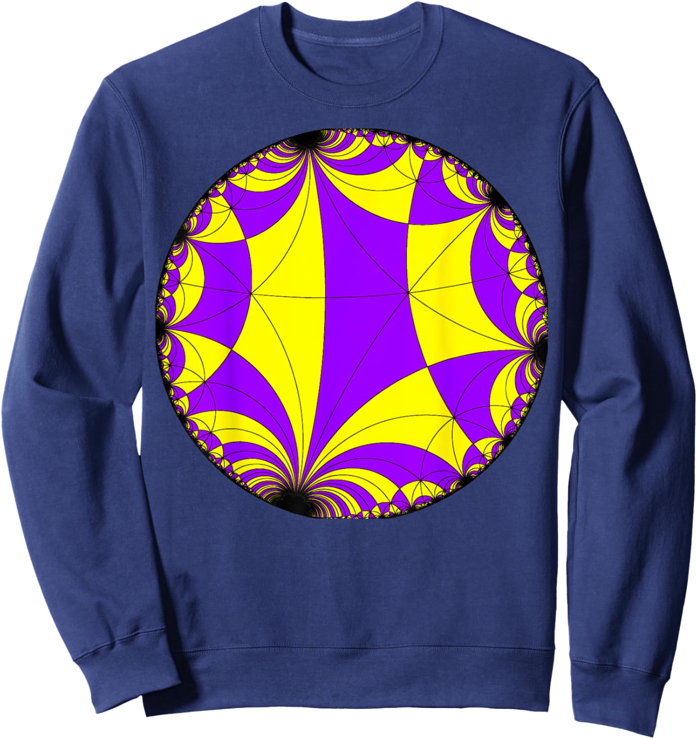 Nerdy Hyperbolic Geometry Poincare Disk Pattern Math Teacher Women Girls Kids Sweatshirt - Sweatshirt | Navy