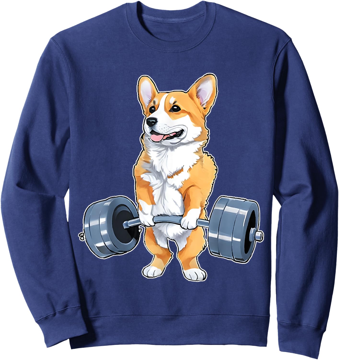 Corgi Weight Lifter Bodybuilding Weight Lifting Deadlift Sweatshirt - Sweatshirt | Navy
