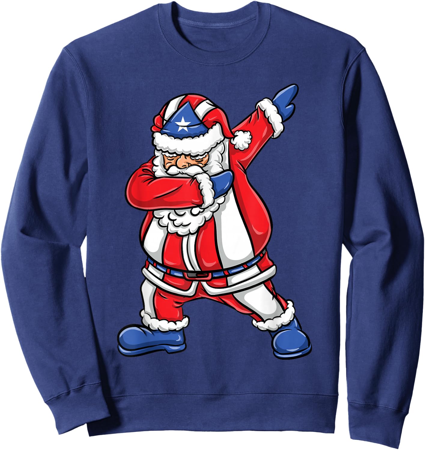 Dabbing Santa Puerto Rican Christmas Sweatshirt - Sweatshirt | Navy