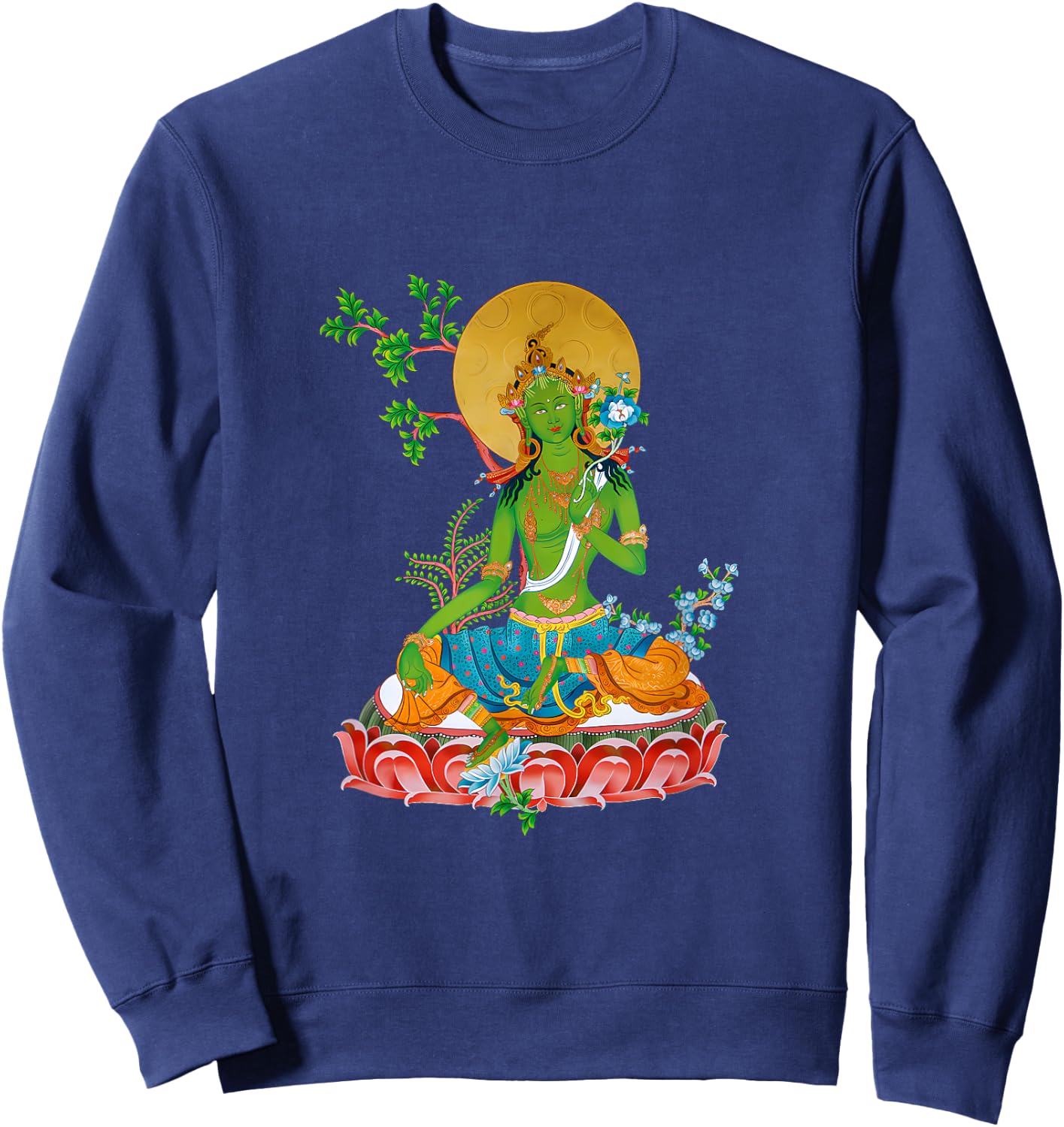 Tibetan Green Tara Buddha Sweatshirt - Sweatshirt | Navy