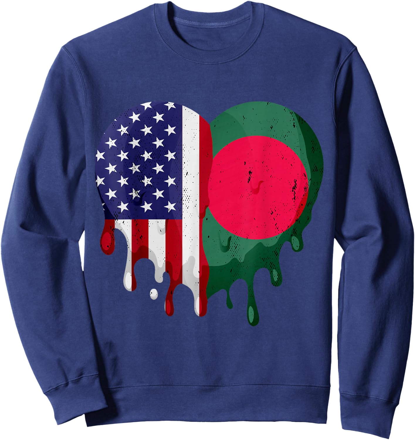 American Bangladeshi Heritage Month Bangladesh Flag Heart Sweatshirt - Sweatshirt | Navy