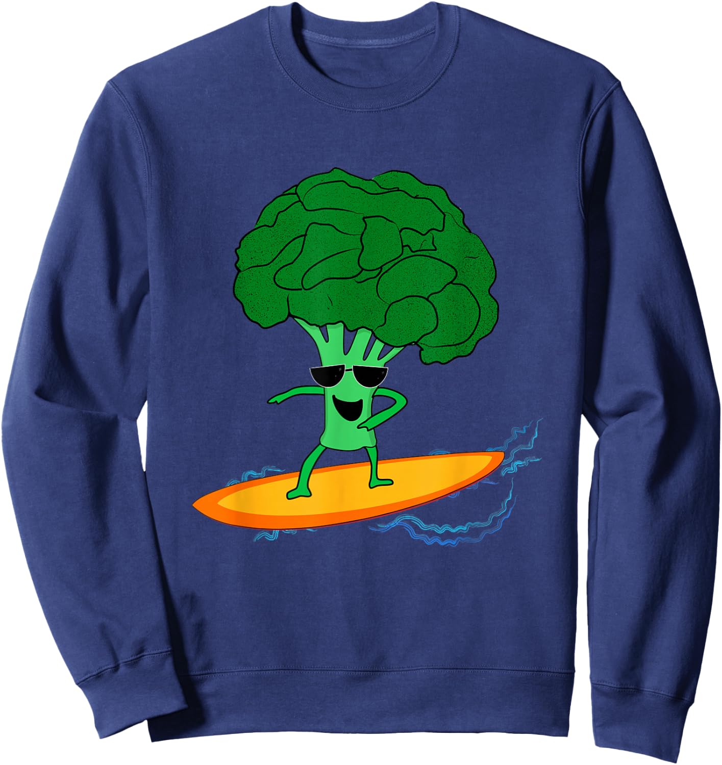 Surfing Broccoli. Riding the Veggie Wave Sweatshirt - Sweatshirt | Navy