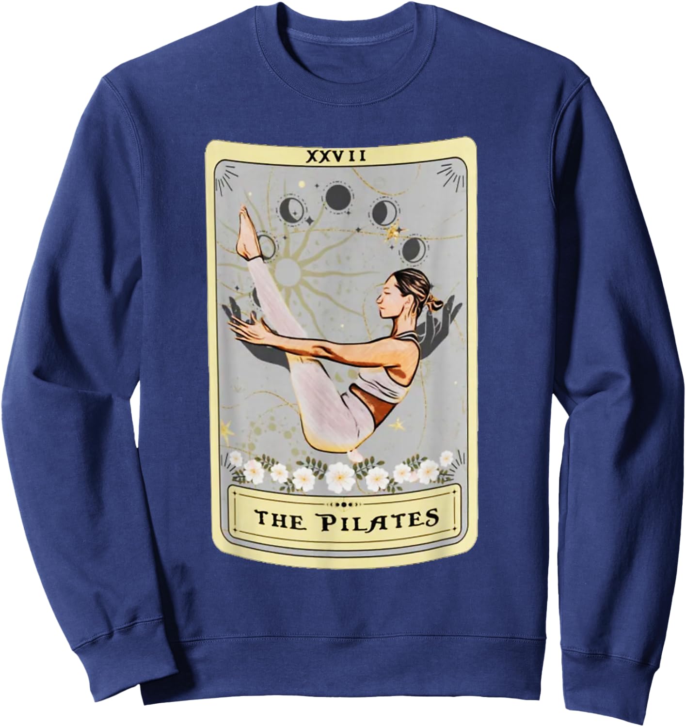 The Pilates Tarot Card Women's -Kids Vintage Black Cartoon Sweatshirt - Sweatshirt | Navy