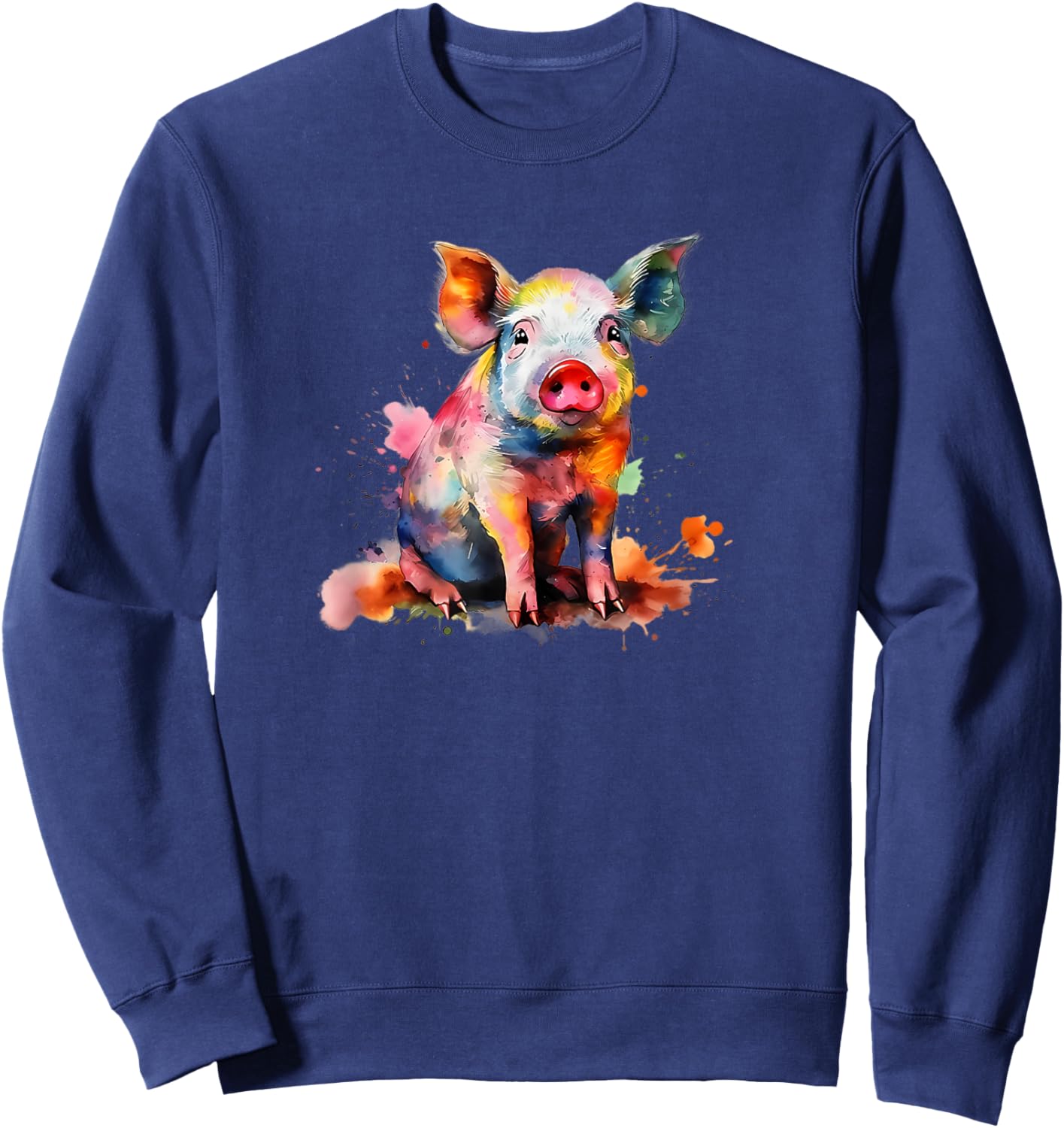 Colorful Paint Splash Cute Show Pig Lover Sweatshirt - Sweatshirt | Navy