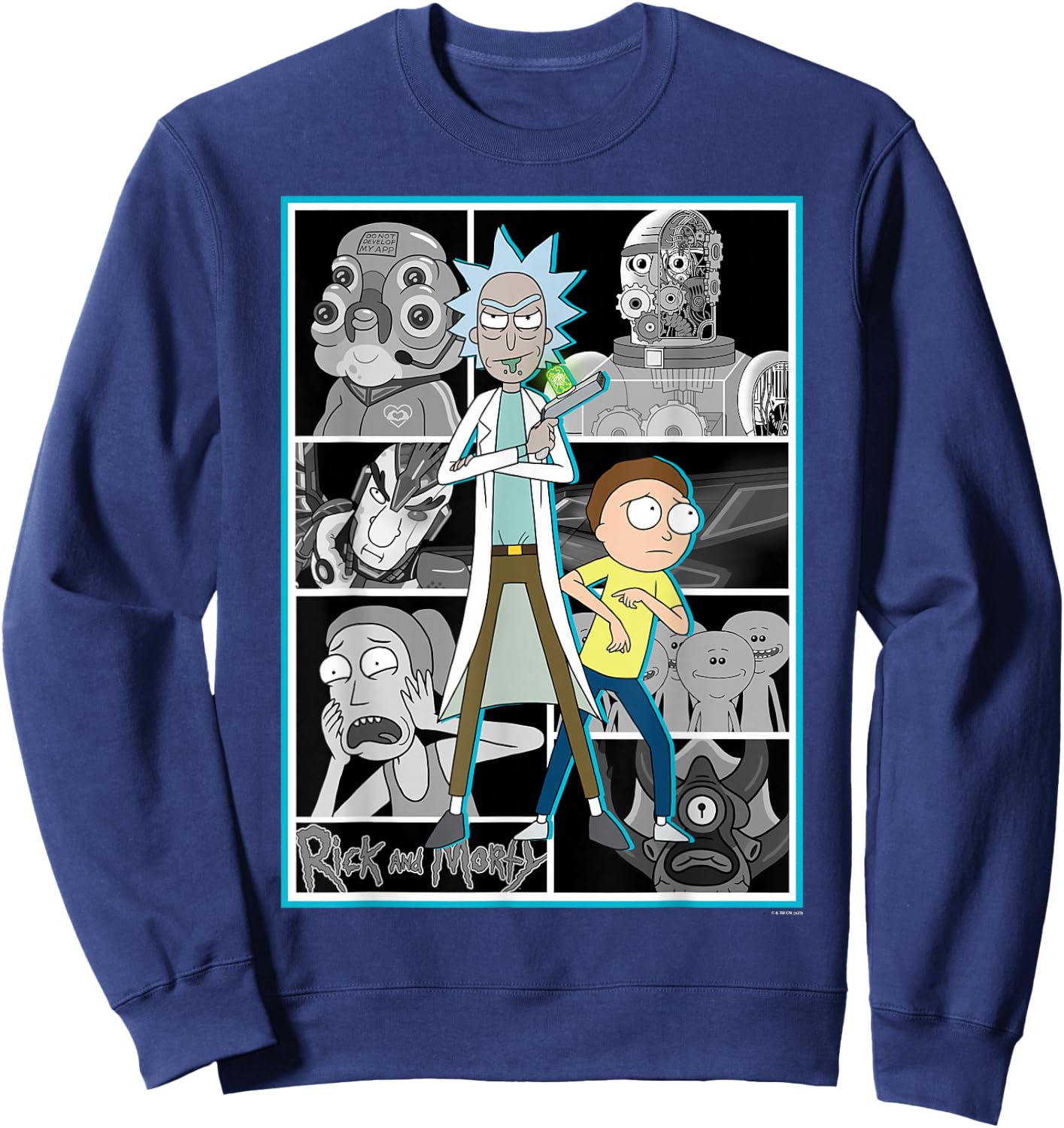 Rick and Morty Characters Adult Cartoon Fashion Sweatshirt - Sweatshirt | Navy