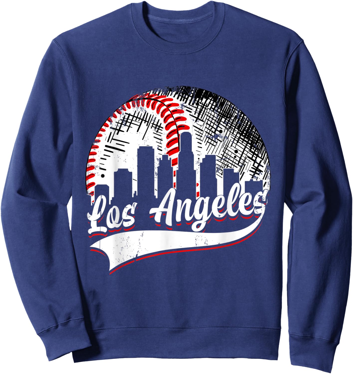 Vintage Los Angeles Baseball Lover Men Women Game Day Sweatshirt - Sweatshirt | Navy