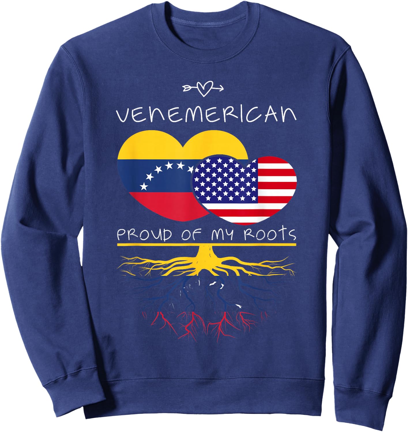 Venezuela USA Proud of Both Countries Venemerican Sweatshirt - Sweatshirt | Navy