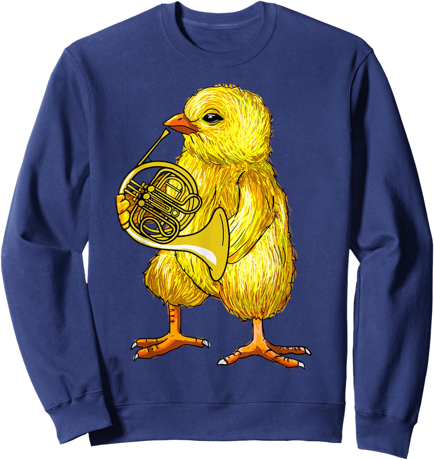 Cute Chicken Playing French Horn - French Horn Musician Gift Sweatshirt - Sweatshirt | Navy