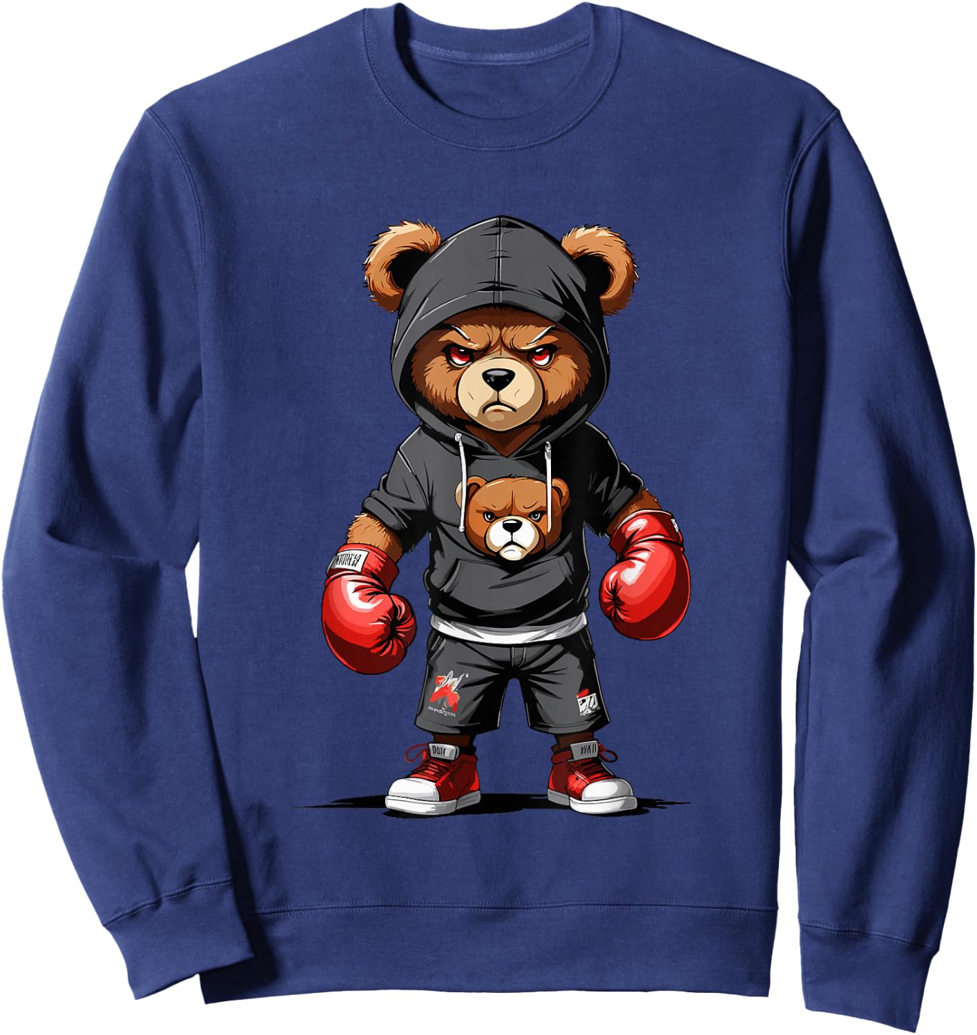 Teddy Bear Gangster Boxer with Hip Hop Street Clothes Sweatshirt - Sweatshirt | Navy