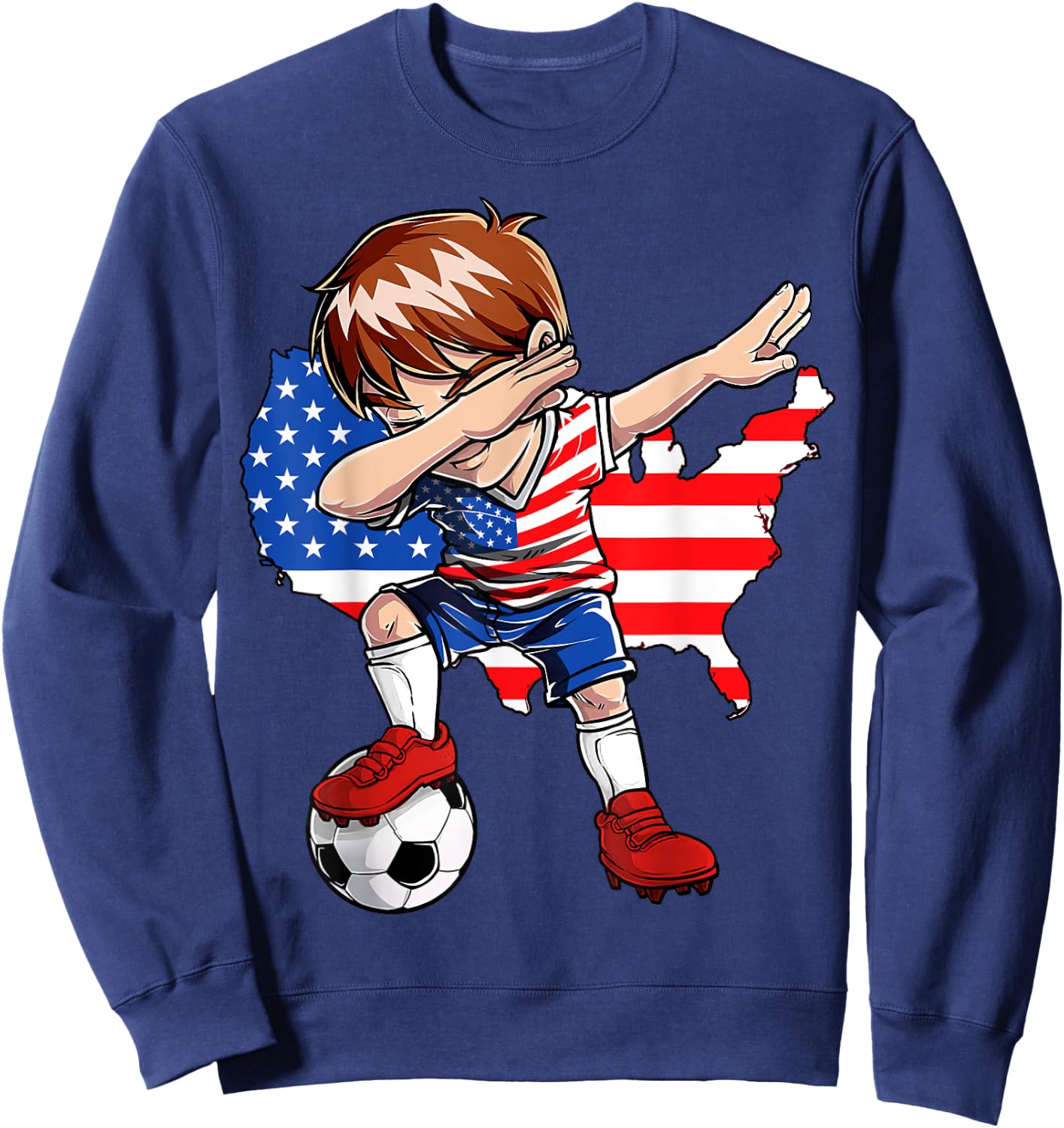 Dabbing Soccer USA Jersey Boy United States Boys Football Sweatshirt - Sweatshirt | Navy