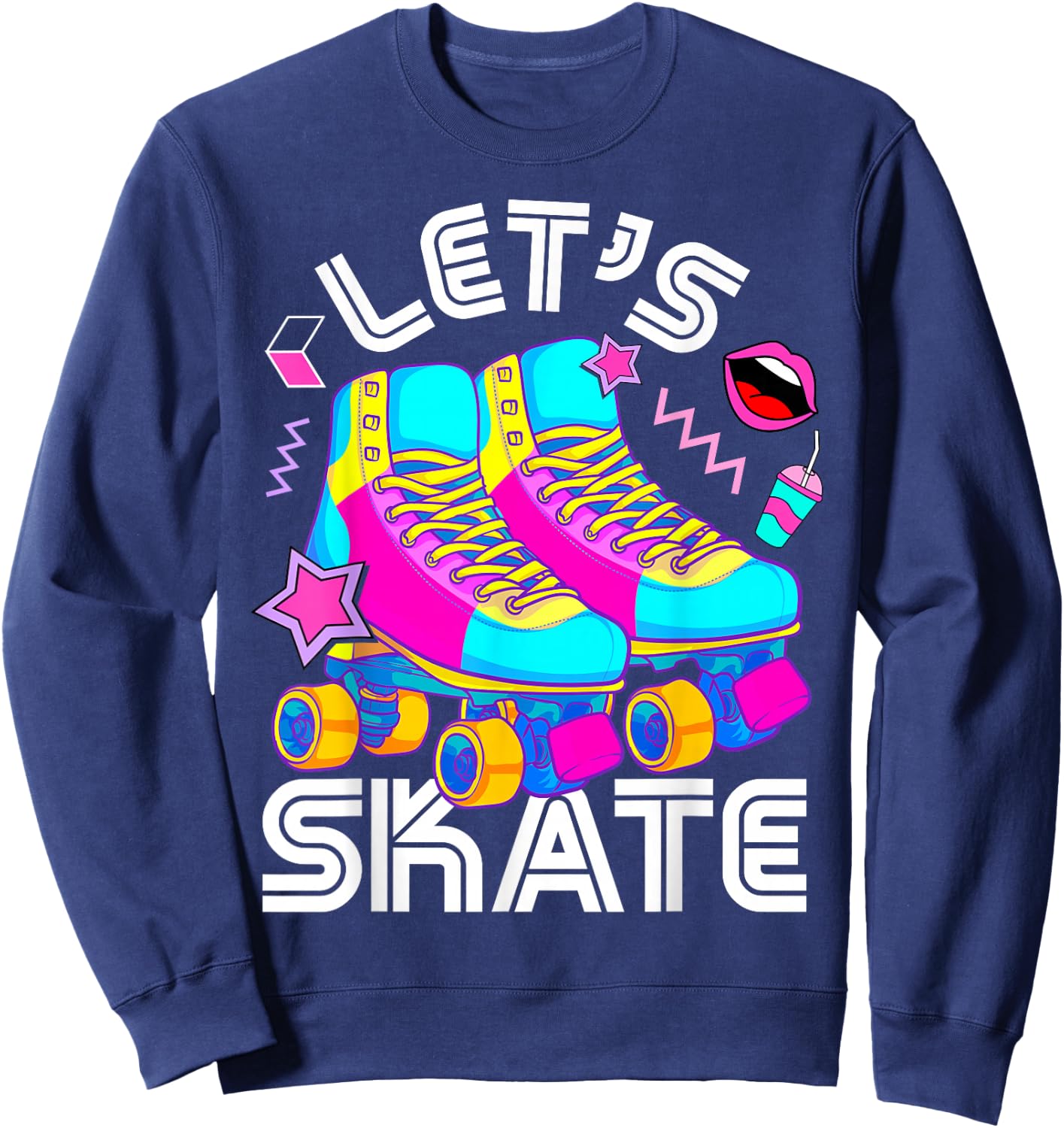 Let's Skate Retro Roller Skate Roller Derby Girls Sweatshirt - Sweatshirt | Navy