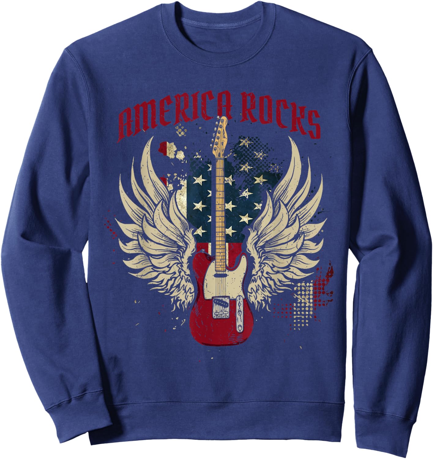 American Flag 4th Of July Guitar Sweatshirt - Sweatshirt | Navy