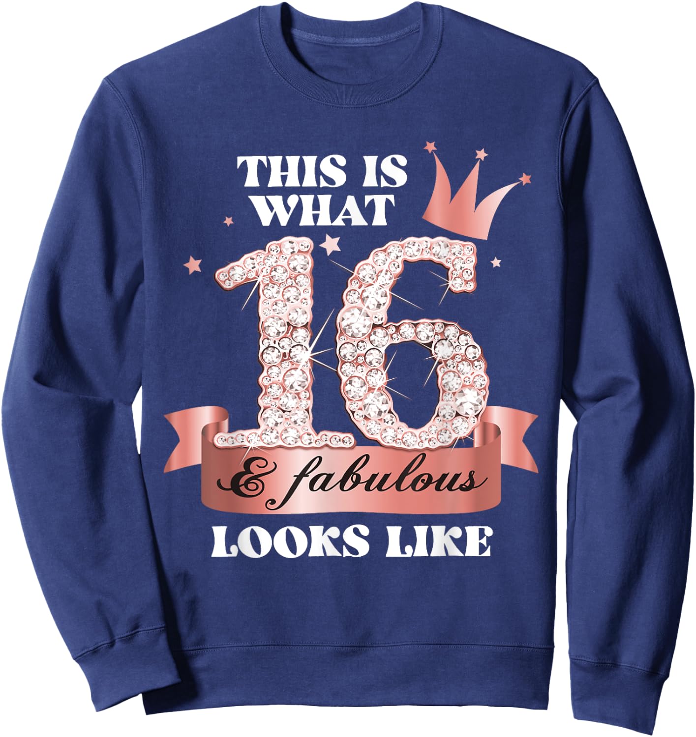 16 & Fabulous I Rose And Black Party Group Candid Photo Item Sweatshirt - Sweatshirt | Navy