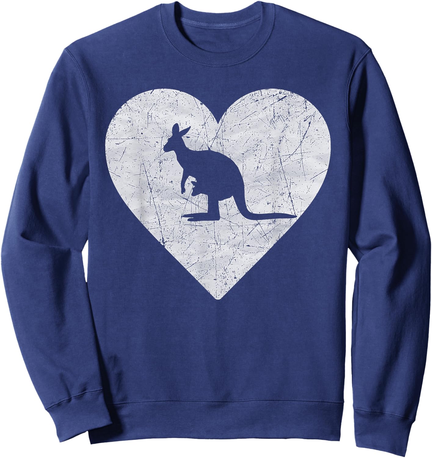 Vintage Heart with Kangaroo Graphic Funny Kangaroo Lovers Sweatshirt - Sweatshirt | Navy