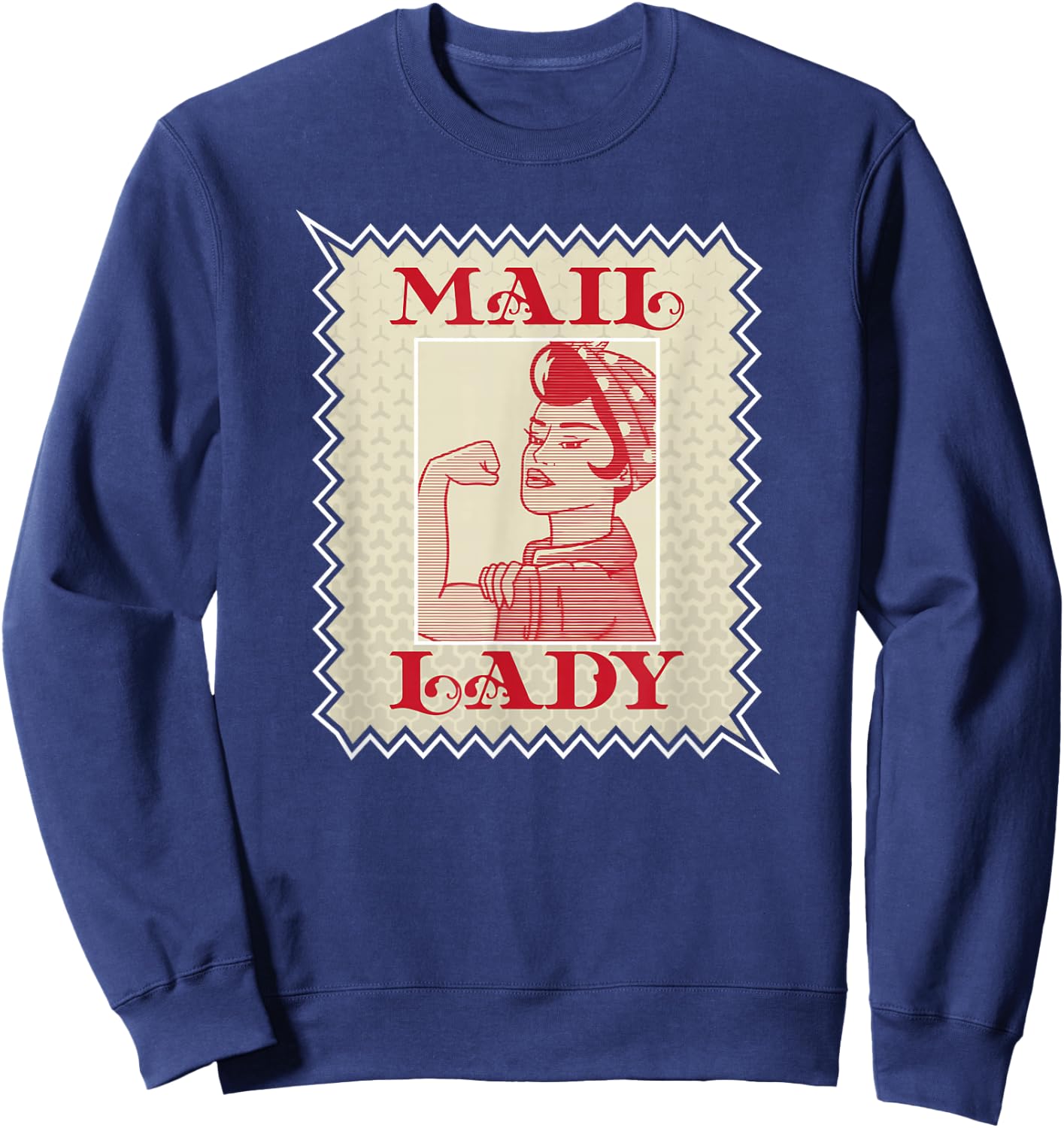 Female Postal Worker Mail Lady Stamp World Post Day Sweatshirt - Sweatshirt | Navy