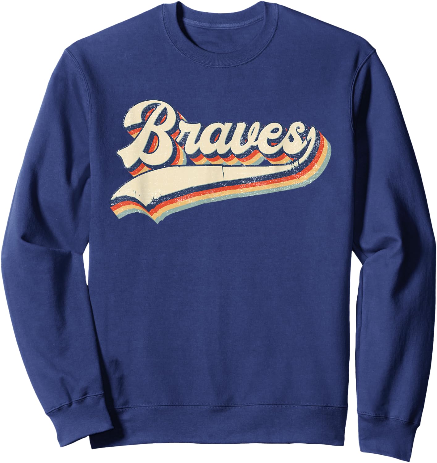 Braves Sports Name Vintage Retro Gift Men Women Girl Boy Sweatshirt - Sweatshirt | Navy