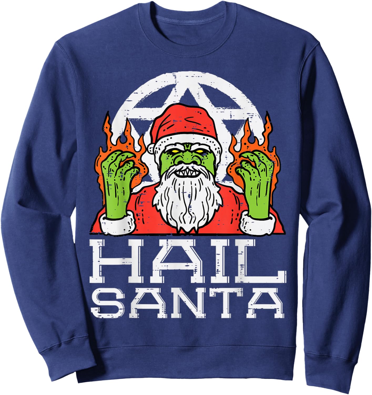 Hail Santa Funny Christmas Xmas Satanism Men Women Kids Sweatshirt - Sweatshirt | Navy