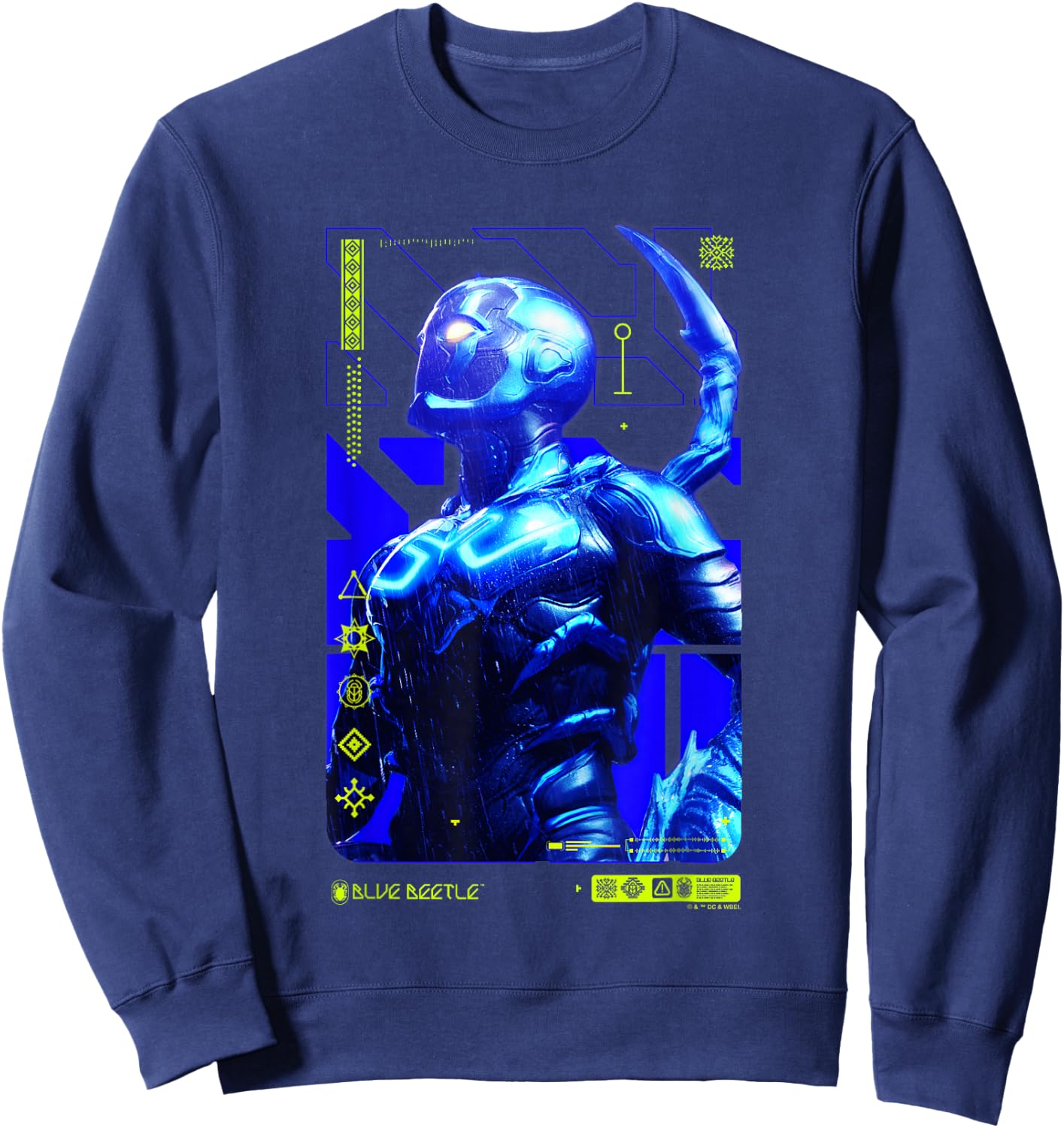 Blue Beetle Heroic Pose Information Card Poster V2 Sweatshirt - Sweatshirt | Navy