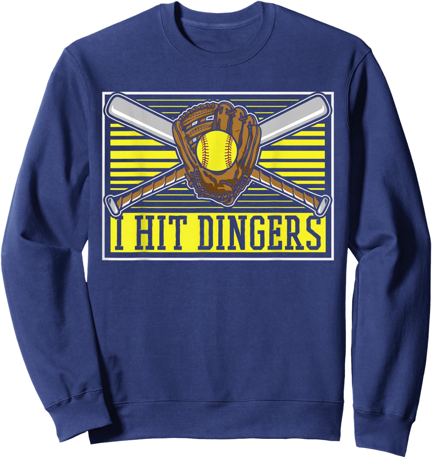 Funny Softball Batter Catcher Pitcher - I Hit Dingers Sweatshirt - Sweatshirt | Navy