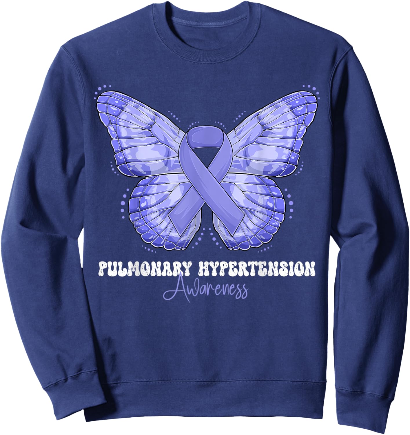 Pulmonary Hypertension Awareness Month Periwinkle Ribbon Sweatshirt - Sweatshirt | Navy