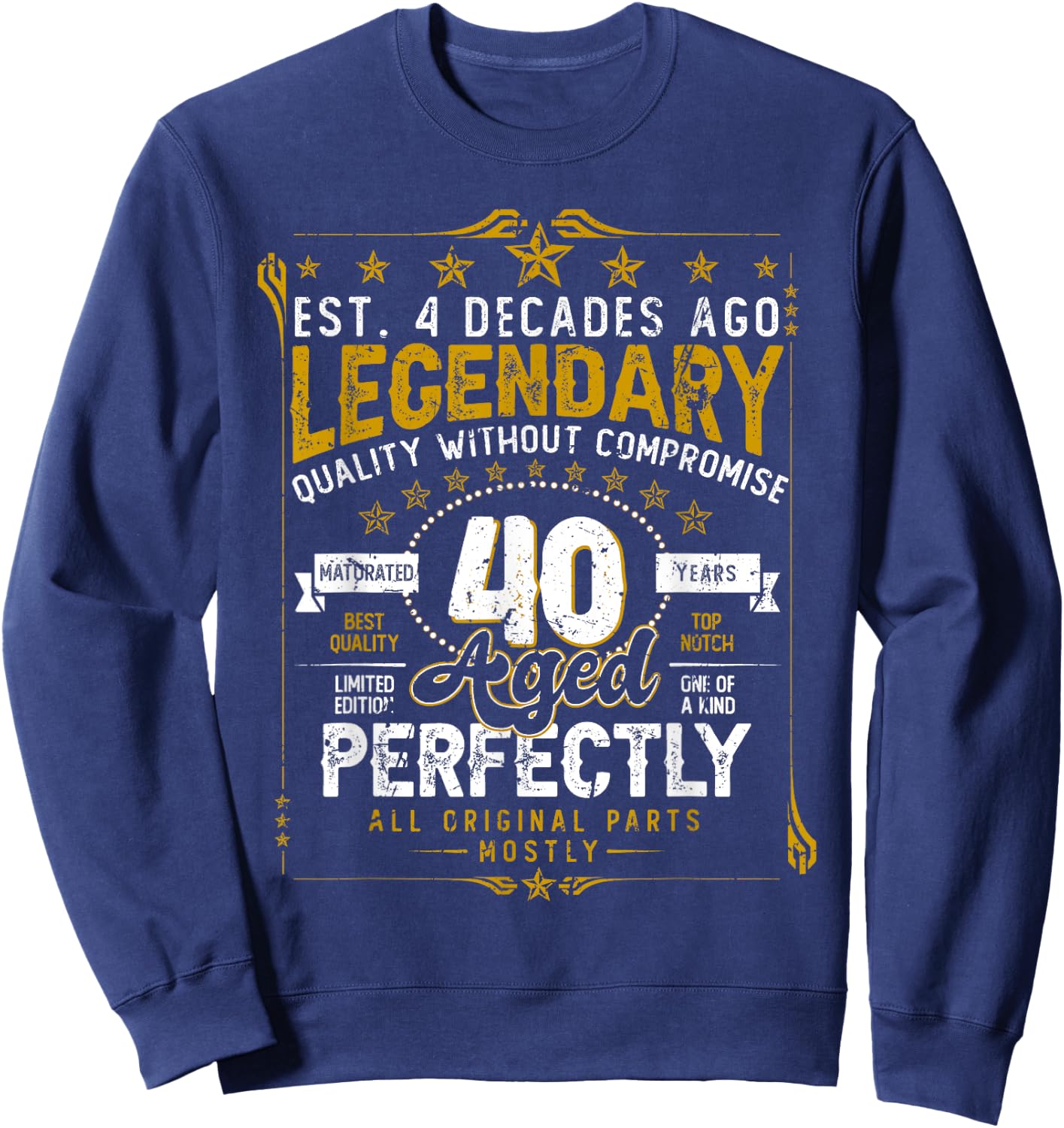 Vintage Legendary 40 Years Old Aged Perfectly 40th Birtday Sweatshirt - Sweatshirt | Navy