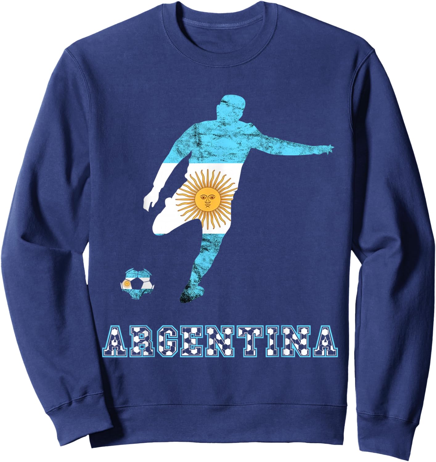 Argentina Argentina Soccer Player Sun Of May Argentina Flag Sweatshirt - Sweatshirt | Navy