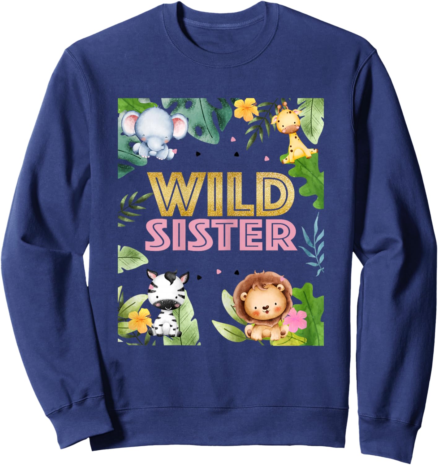Sister 2nd Birthday Two Wild Second Bday Animal Party Sweatshirt - Sweatshirt | Navy