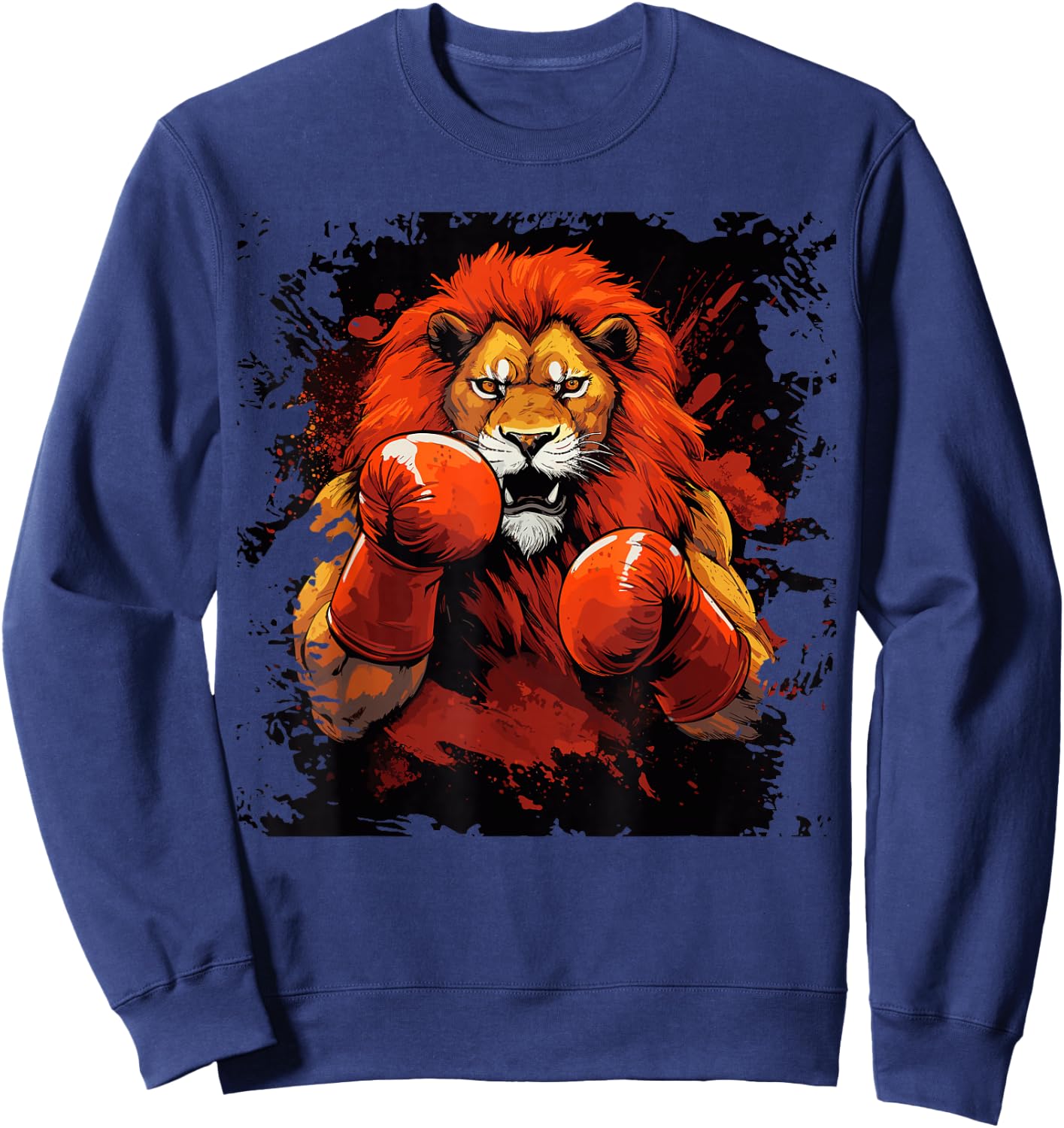 Vintage Boxing Lion Boxer With Sport Boxing Gloves Sweatshirt - Sweatshirt | Navy