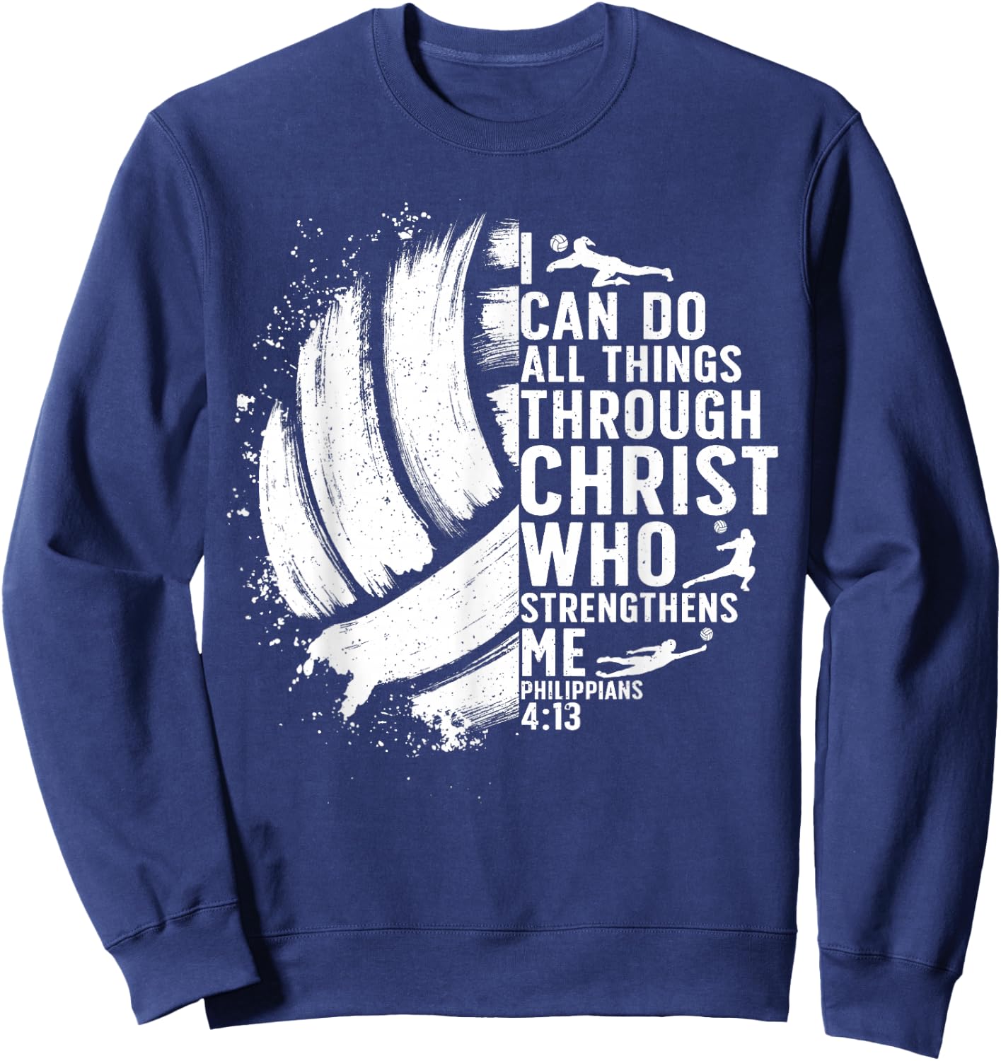 Funny Volleyball Christian Design Women Boys Girls Sweatshirt - Sweatshirt | Navy