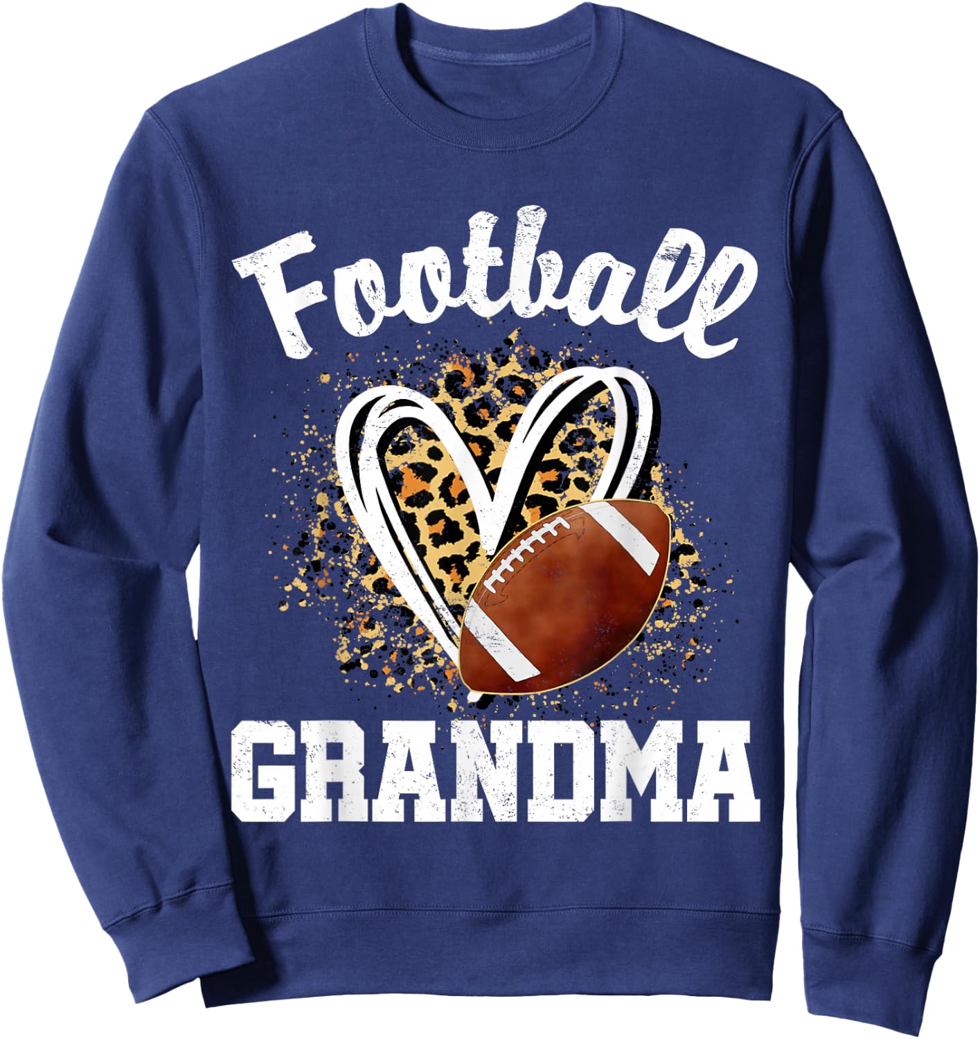 Football Grandma Leopard Heart Sweatshirt - Sweatshirt | Navy