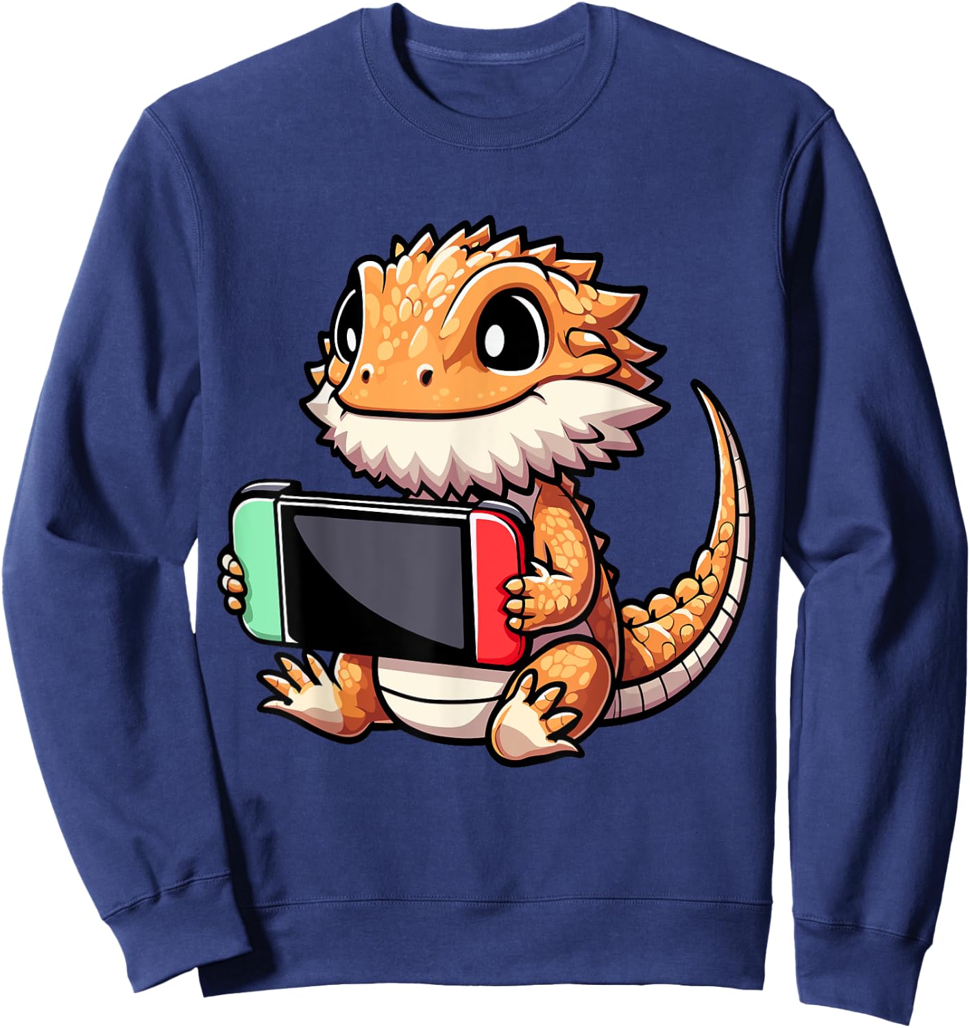 Cute Bearded Dragon Gamer - Funny Video Game Lizard Sweatshirt - Sweatshirt | Navy