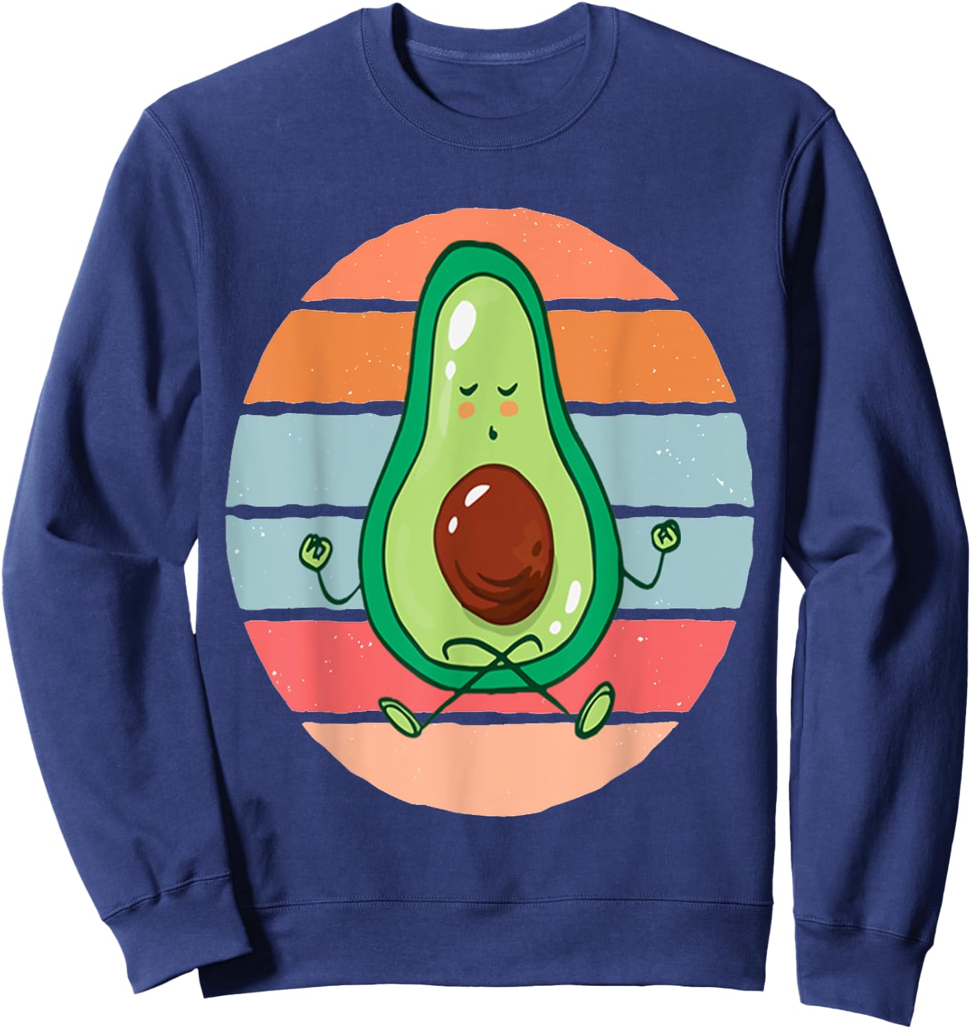 Funny Avocado Yoga Fitness Funny Exercising Gym Meditation Sweatshirt - Sweatshirt | Navy