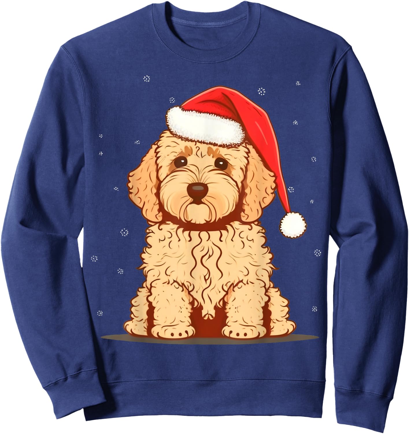 Xmas Golden Doodle Santa on Christmas Goldendoodle Sweatshirt - Sweatshirt | Navy