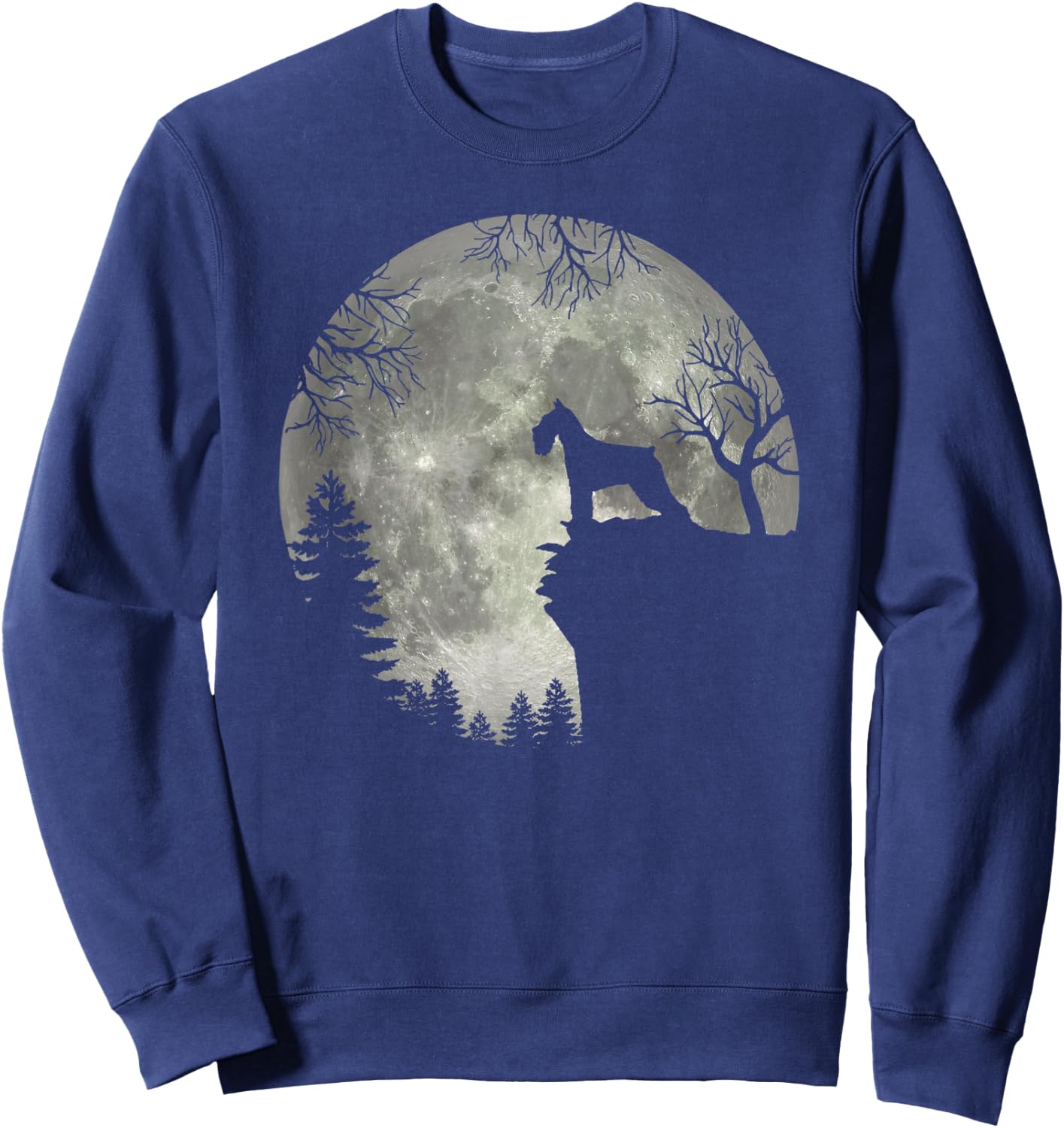 Standard Schnauzer And Moon Halloween Sweatshirt - Sweatshirt | Navy