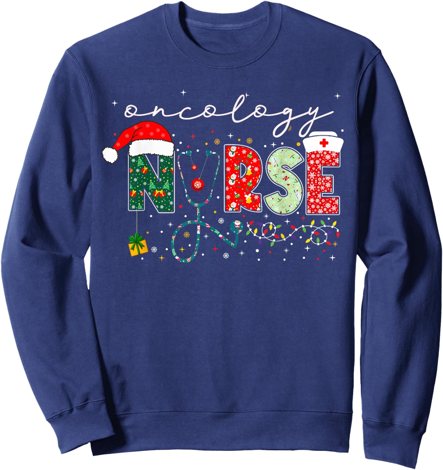 Christmas Oncology Nurse Gifts For Nursing Student Sweatshirt - Sweatshirt | Navy