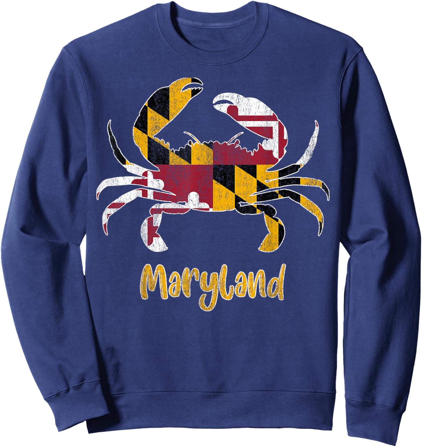 Maryland Blue Crab Flag of Maryland Family Vacation Camping Sweatshirt - Sweatshirt | Navy