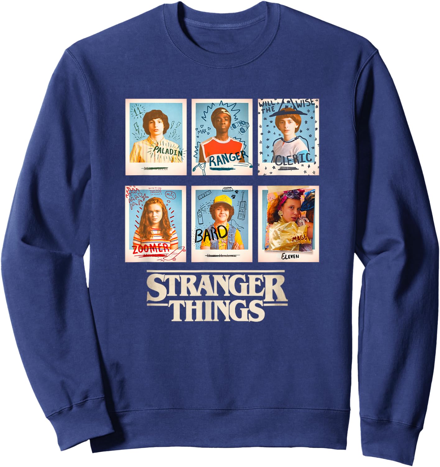Stranger Things Main Characters Vintage Yearbook Pictures Sweatshirt - Sweatshirt | Navy