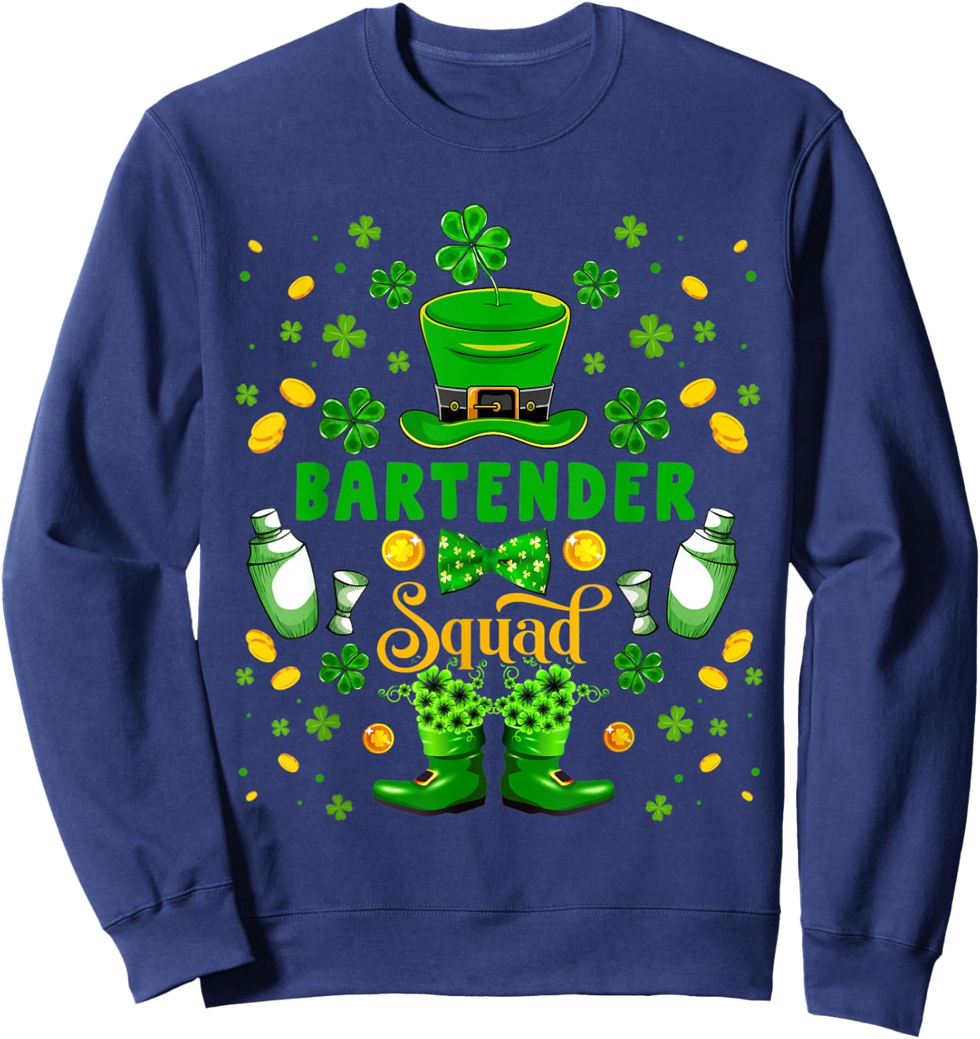 Bartender Squad St. Patrick's Day Shamrocks Costume Family Sweatshirt - Sweatshirt | Navy
