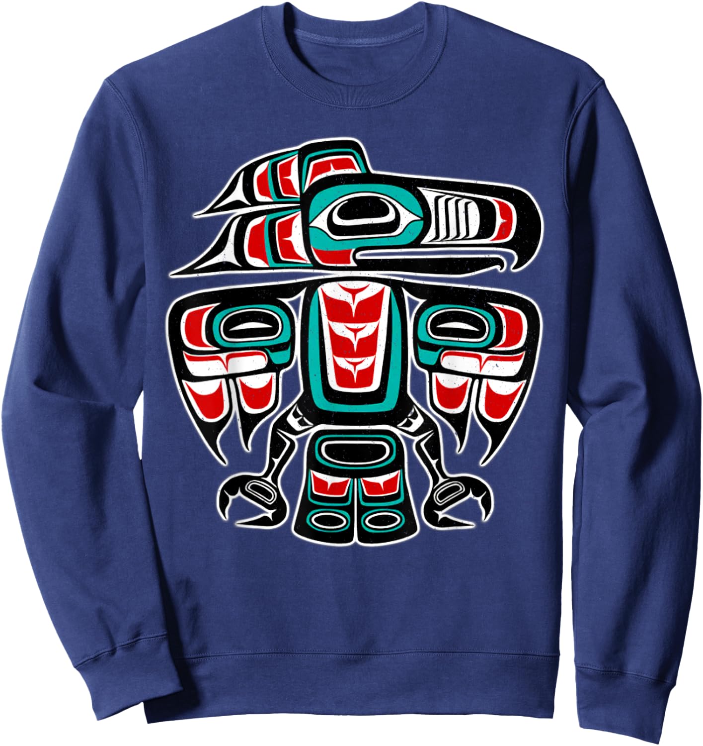 Northwest Coast Totem Pole Art - Eagle - Native Bird Sweatshirt - Sweatshirt | Navy